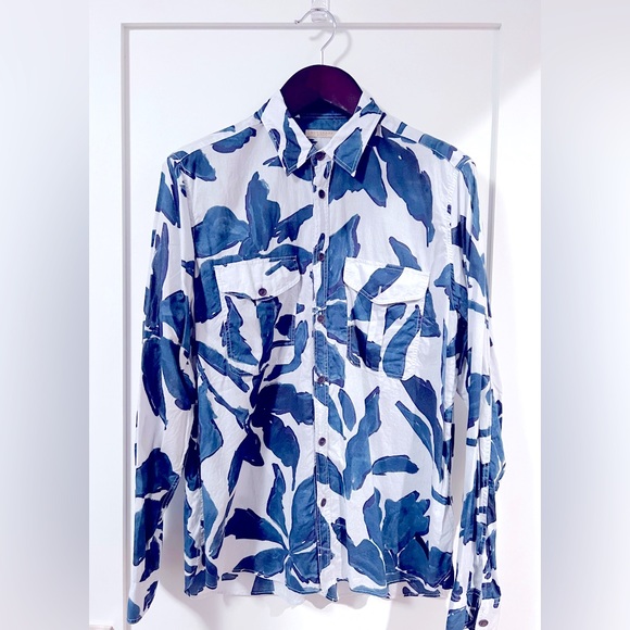 Burberry Other - Burberry Chambray Shirt with Tropical Leaf Pattern. XL